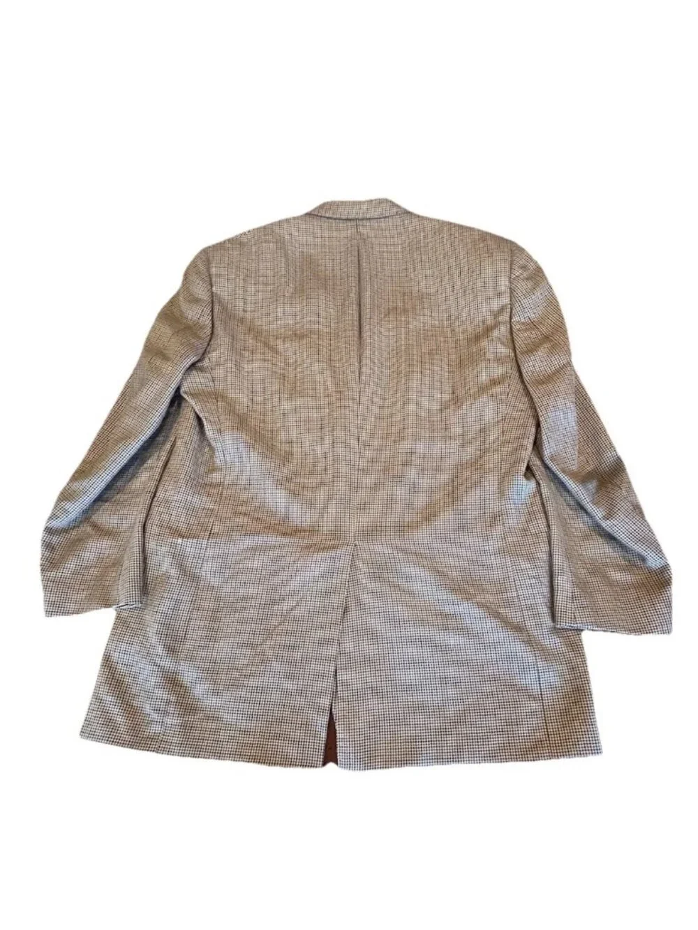 Hart Schaffner Marx Nordstrom Blazer 2 Button Beige Houndstooth 43L Union Made